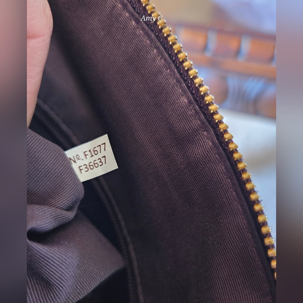 Coach Dark Purple Leather Shoulder Bag - Picture 7 of 12